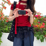 カラーティアードフリルレイヤードスカート