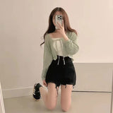 メッシュリボンボレロカーディガン