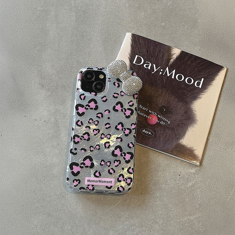 ピンクリボンレオパードiPhoneケース