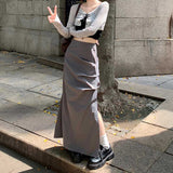 サイドギャザースリットロングスカート