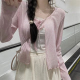 リボンエアスルーカーディガン