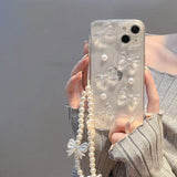 クリアパールリボンiPhoneケース