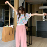 スカラップボーダーパフトップス