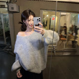 バックリボンモヘアニット