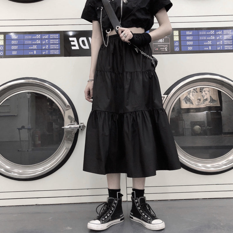 シンプルワイドティアードスカート