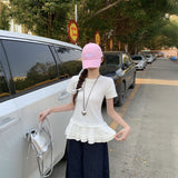 フリルチュニックペプラムTシャツ