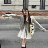 ケーブルリボンボレロカーディガン