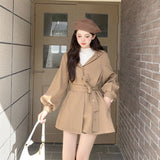 ウエストベルトフーディートレンチコート