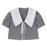 ロイヤルカラーギンガムブラウス