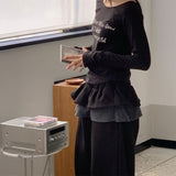 レイヤードフリルスウェットパンツ