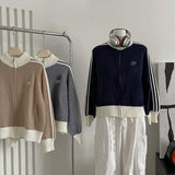 ハイネックリブジップニット