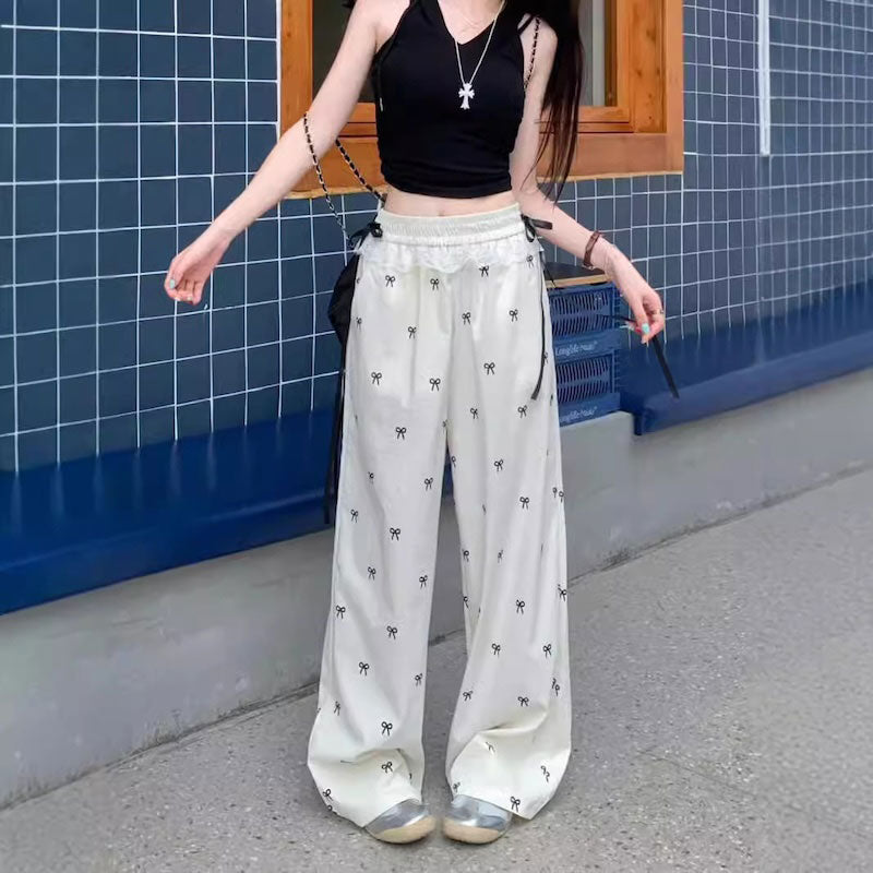 フリルリボンパターンジャージパンツ