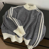 ハイネックリブジップニット