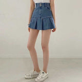 ダブルボタンプリーツデニムスカート