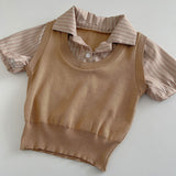 レイヤードベストシャツトップス