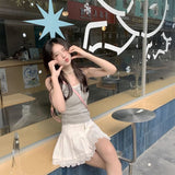 レイヤードボタンネックタンクトップ