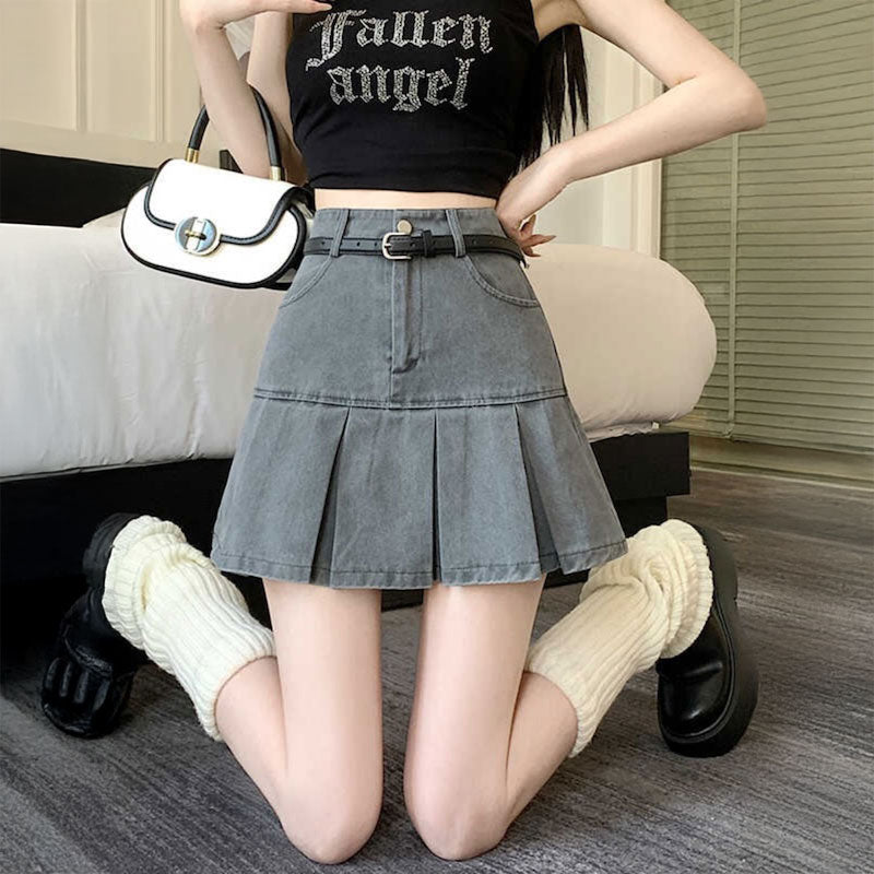 ミリタリーベルトプリーツスカート