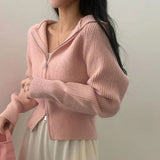 ダブルジップリブニットパーカー