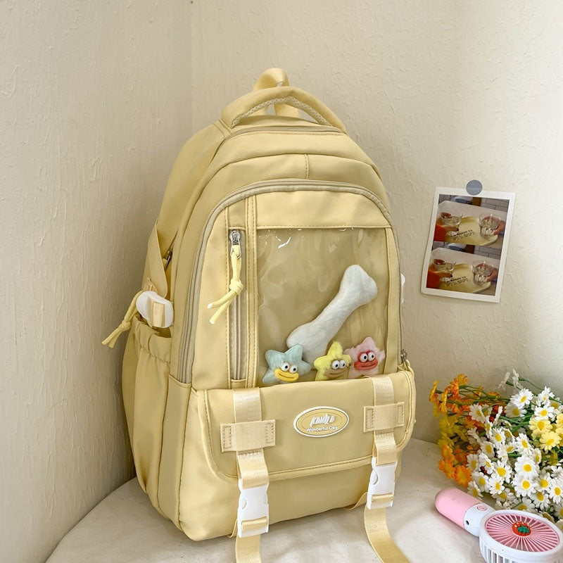 クリアポケット付きバックルリュック