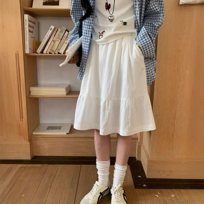 ワンカラーミディアムフリルスカート