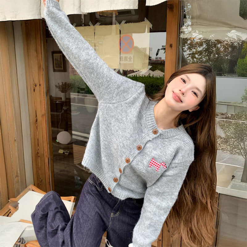 ギンガムドッグカーディガン