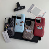 ドッグ刺繍レザーiPhoneケース