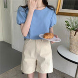 シンプルカラーパフTシャツ