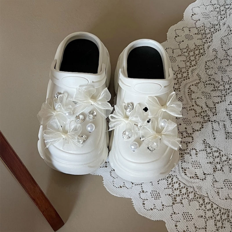 厚底シェルリボンラバーサンダル