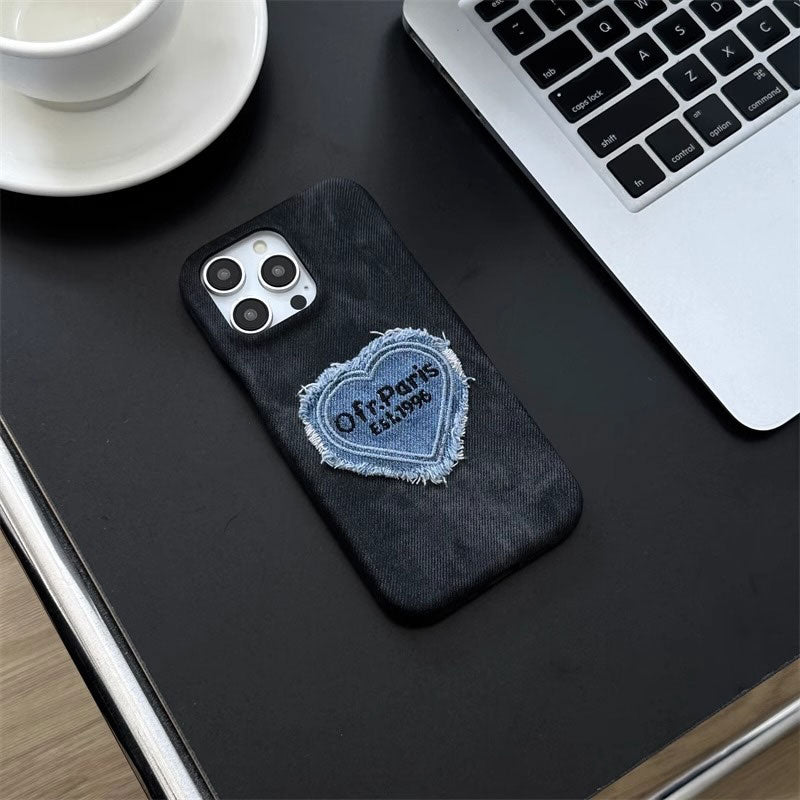 ハートデニムパッチiPhoneケース