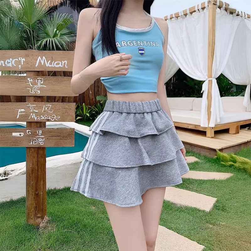 トラックティアードジャージスカート