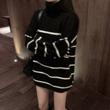 タートルネックボーダービッグニット