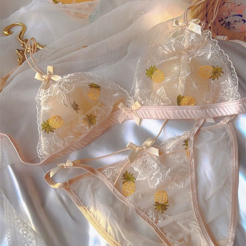 フルーツレースノンワイワイヤーブラ&ショーツSET
