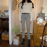 ビッグカラーワンボタンニット