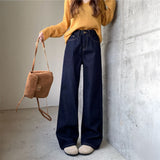 裏起毛ステッチワイドデニム