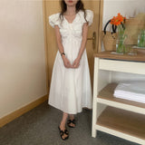 シャーリングロングパフワンピース