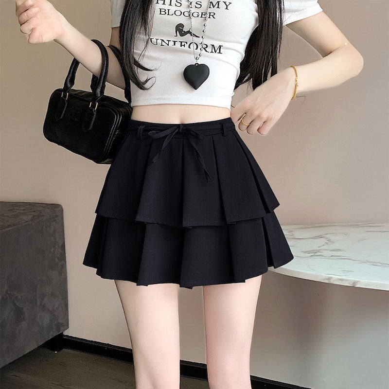 ダブルプリーツリボンスカート