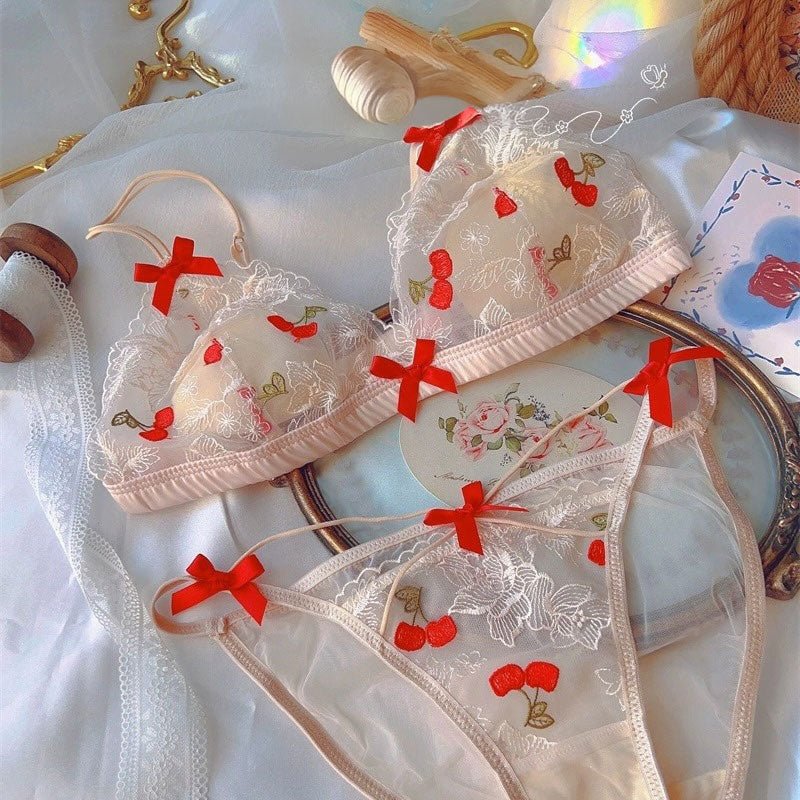 フルーツレースノンワイワイヤーブラ&ショーツSET