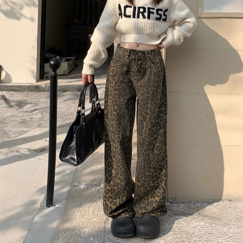 レオパードルーズワイドデニム