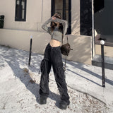 フリンジウォッシュデザインカーゴデニム