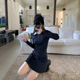 ベルトプリーツポロニットワンピース