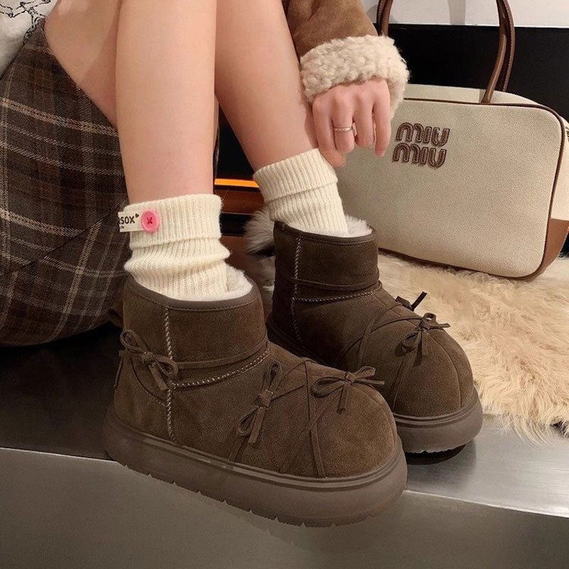 リボンクロスラインムートンブーツ