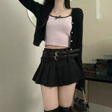 ダブルベルトプリーツスカート