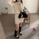 ケーブルニットスイッチングワンピース