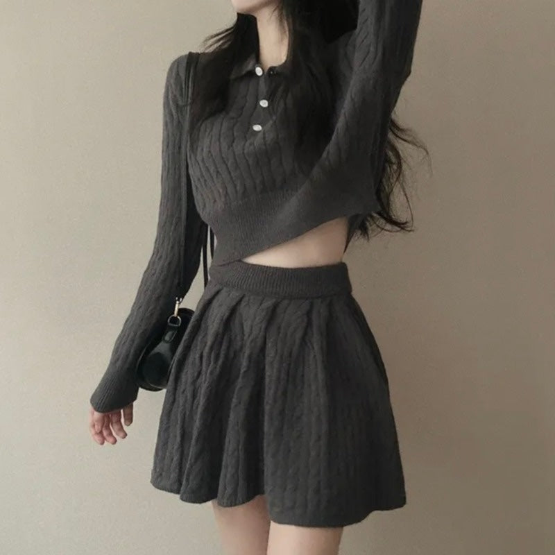 ケーブルポロニット&スカートSET