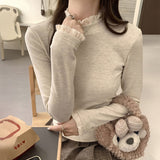 ハイネックレイヤードフリルロンT