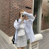 ブルーストライプリネンシャツ