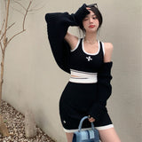 クロスマークリブトップス&リブスカートSET