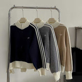 ハイネックリブジップニット