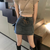 レースアップウエスタンデニムスカート