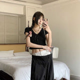 レースリボンクロップドトップス